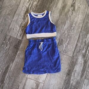 Vibrant Blue tank top with skirt set